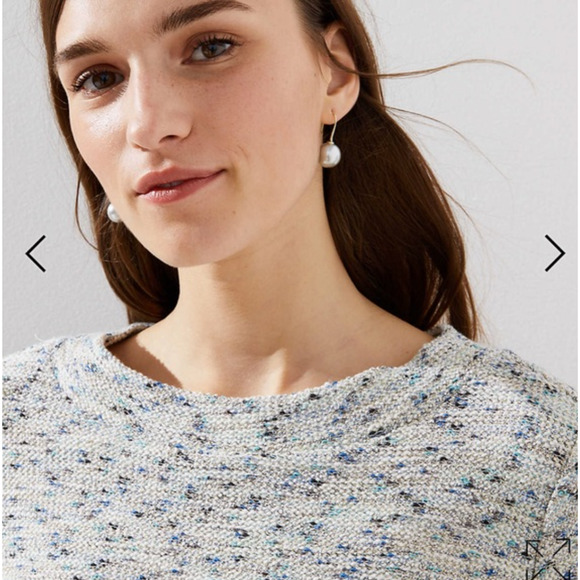 NWT LOFT Grey W/Blue Speckles Shimmer Boucle Sweater - SIZE SMALL - Picture 4 of 10